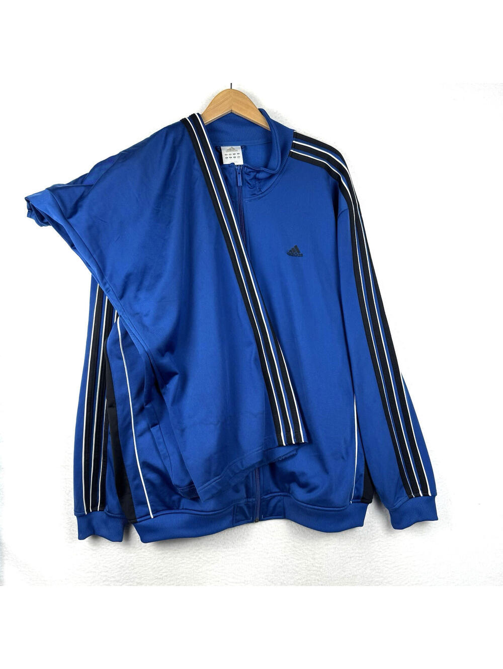 Vintage Y2K Adidas Mens XL Track Suit Set Blue 3 Stripes 00s Zip Jacket Pants